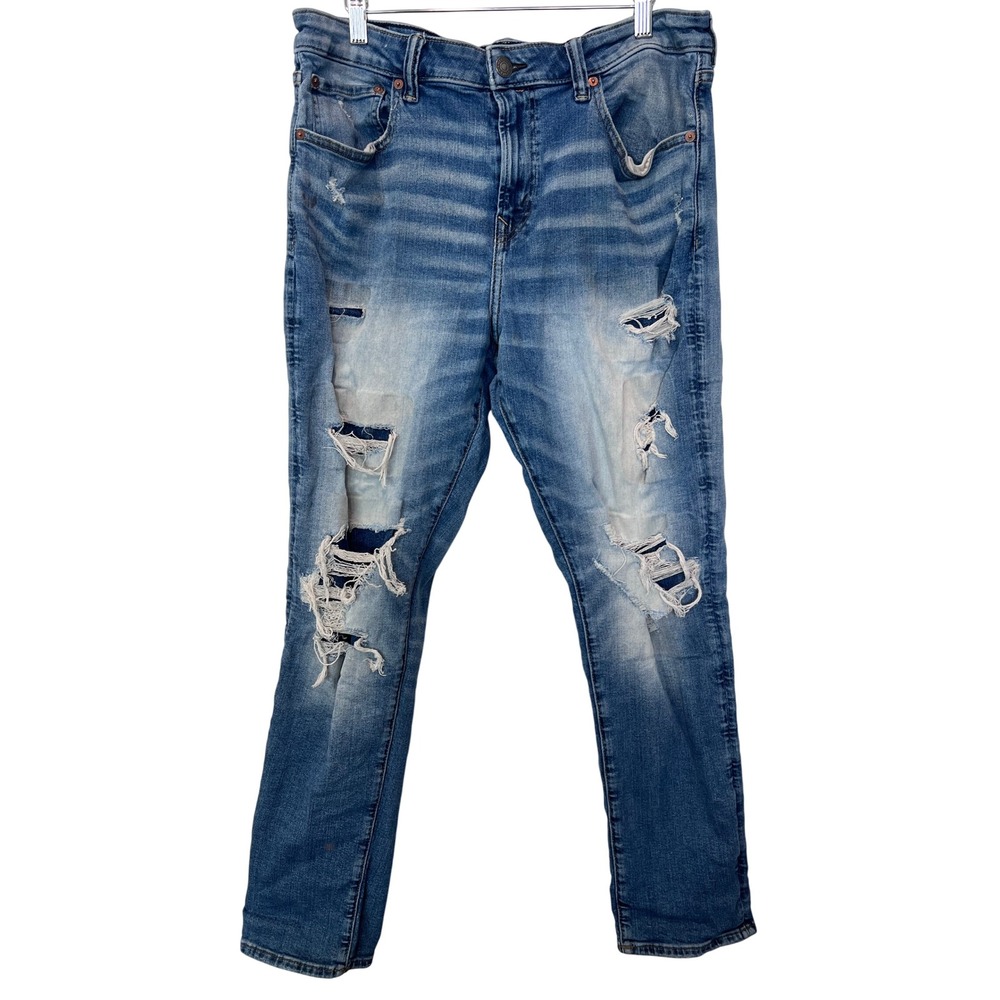 American Eagle By Payless Blue Distressed Slim Jeans